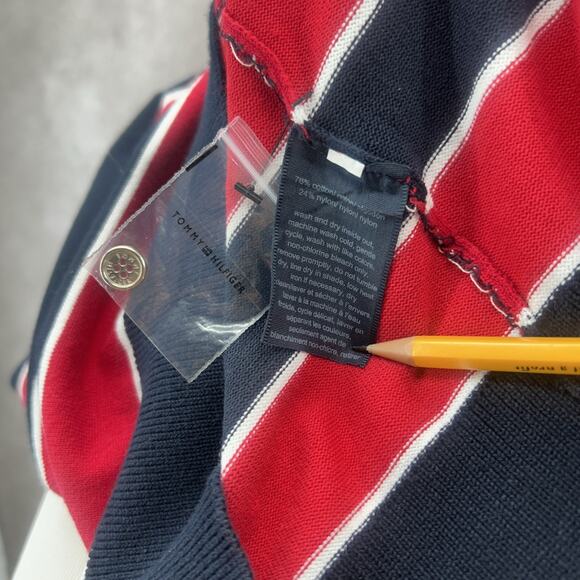 NWT Tommy Hilfiger Womens M Red Black White Striped Turtleneck Sweater Preppy - Picture 8 of 12